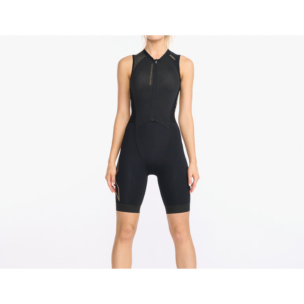 2XU Light Speed Front Zip Trisuit, Damen, black/gold, schwarz gold