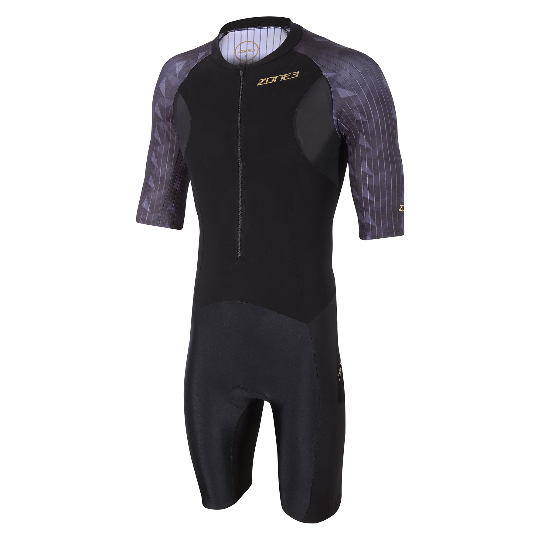 Zone3 Men's Lava Short Sleeve Trisuit- Black/Gold