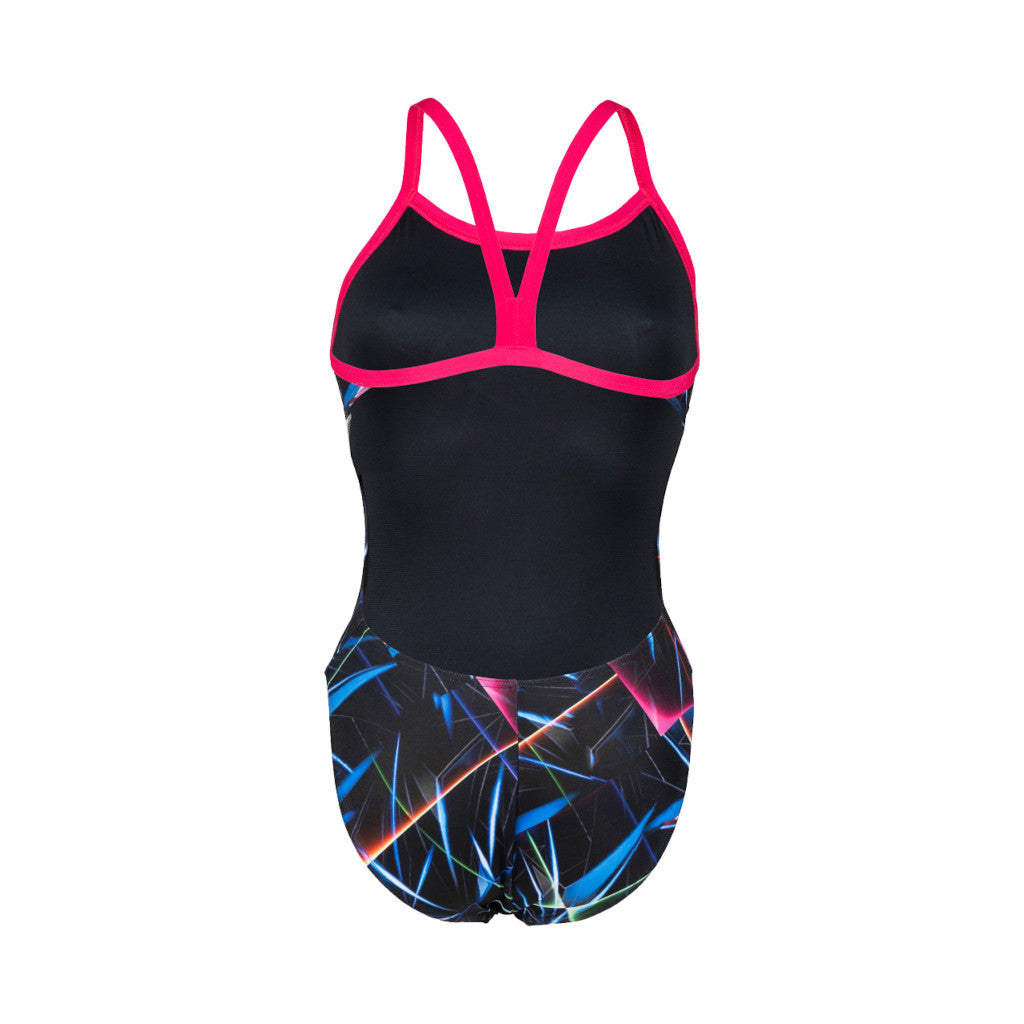 Arena Challenge Back Allover, Badeanzug, Damen, black multi/freak rose, schwarz/rot/blau