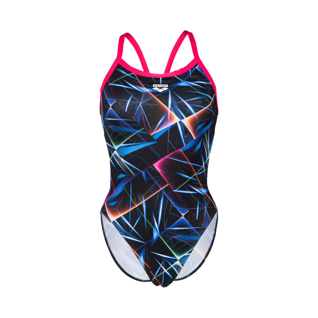 Arena Challenge Back Allover, Badeanzug, Damen, black multi/freak rose, schwarz/rot/blau