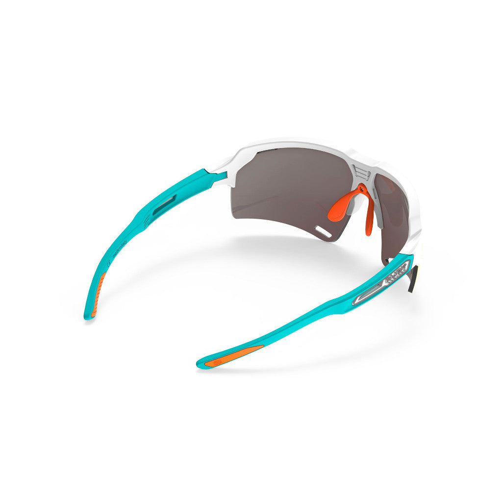 RUDY Project Deltabeat White Emerald (Matte) - RP Optics Multilaser Orange, Radbrille, Sportbrille, weiß/türkis