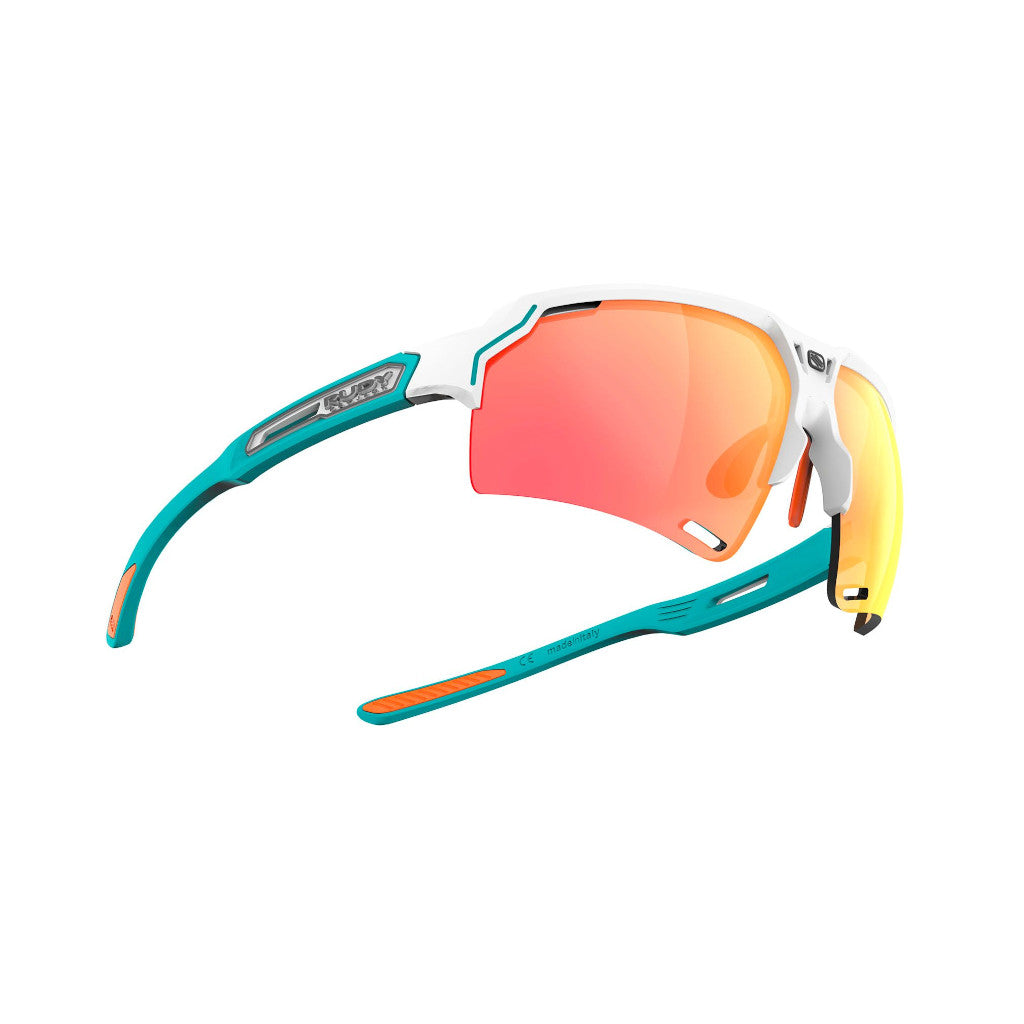 RUDY Project Deltabeat White Emerald (Matte) - RP Optics Multilaser Orange, Radbrille, Sportbrille, weiß/türkis