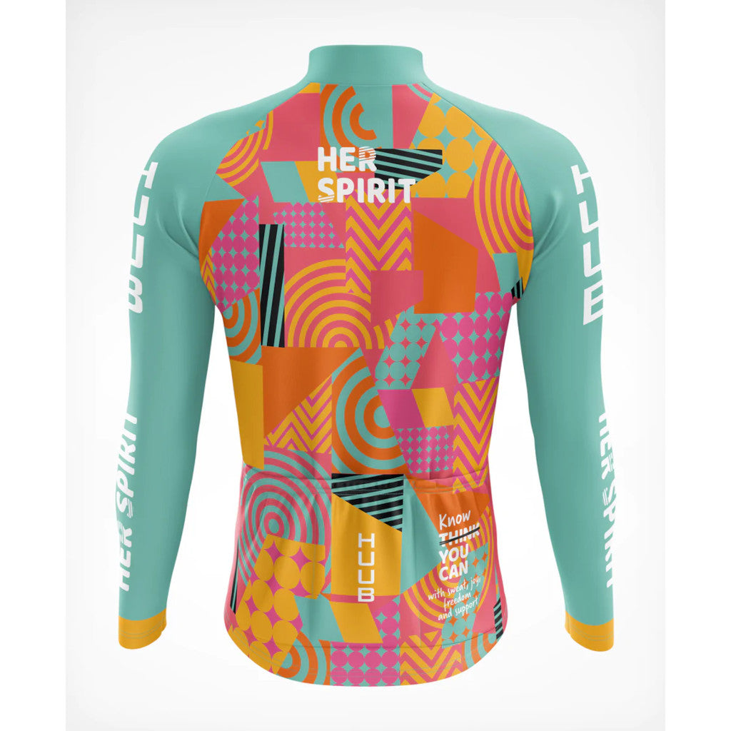 Huub "Her Spirit" Long Sleeve Thermal Jersey, Radtrikot, Damen, multi, hellblau/orange