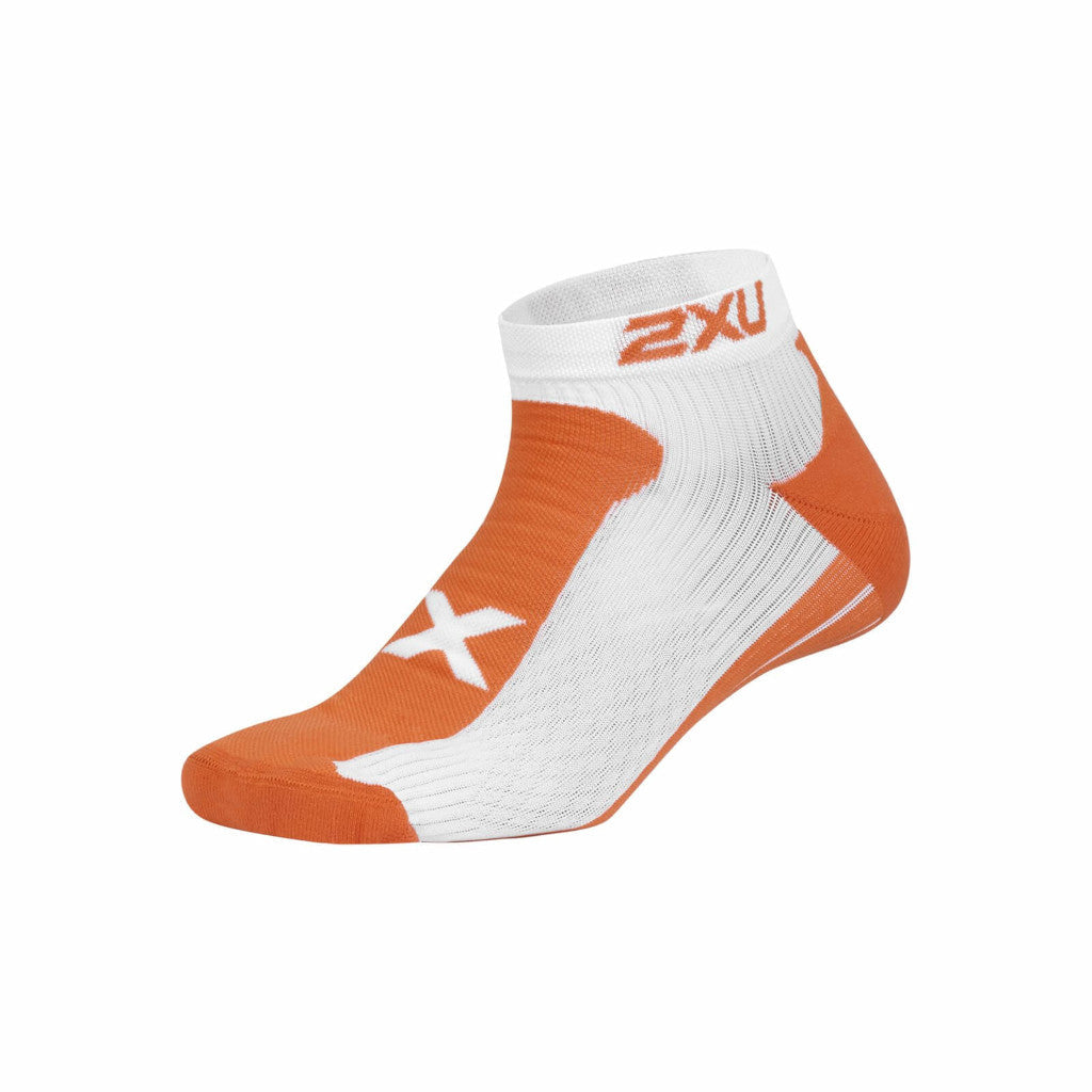 2er Pack 2XU Low Rise Sock Spicy Orange/White, Herren, orange/weiß