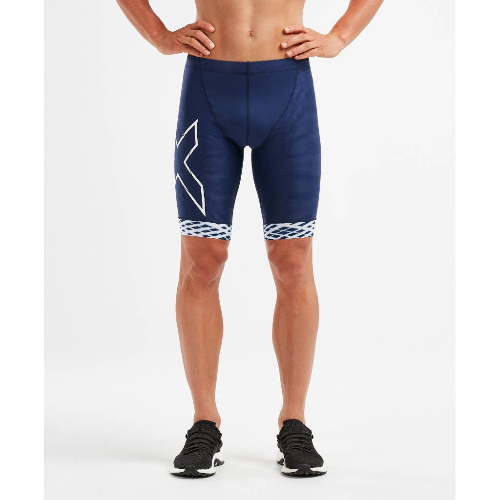 2XU Compression Tri Short, Herren, blau/weiß