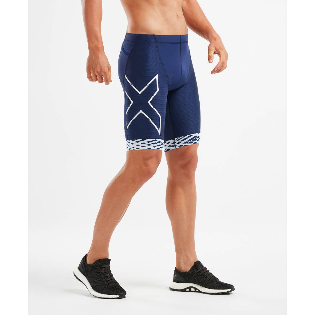 2XU Compression Tri Short, Herren, blau/weiß