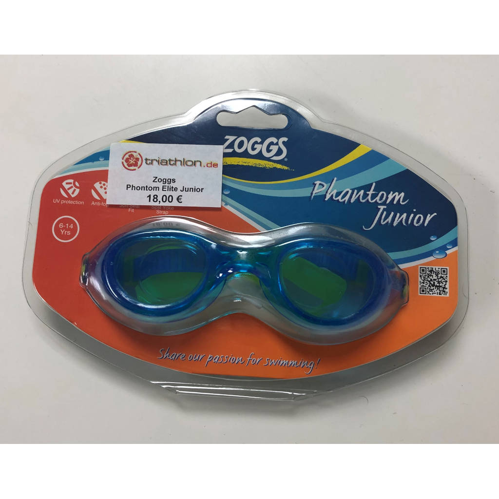 Zoggs Phantom Junior, klare Gläser, blau/gelb