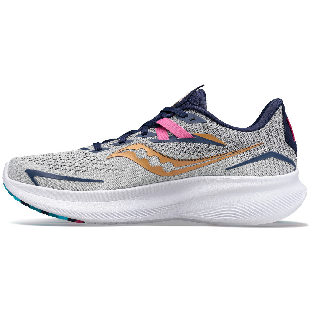 Saucony Ride 15, Damen, prospect/glass, hellgrau/blau/gold/weiß