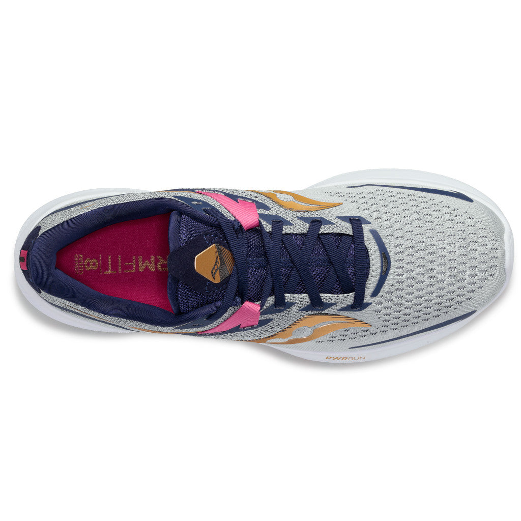 Saucony Ride 15, Damen, prospect/glass, hellgrau/blau/gold/weiß