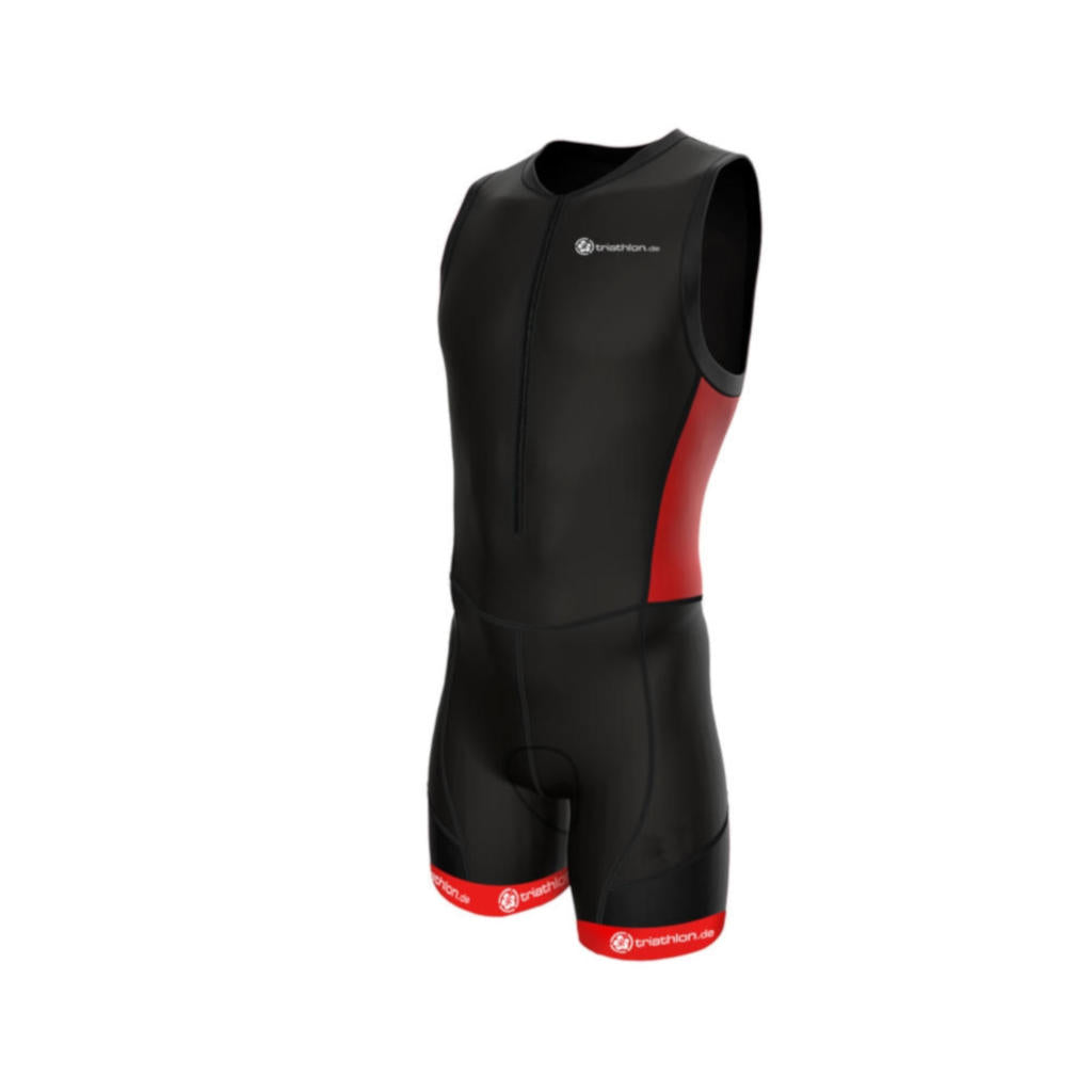 triathlon.de Elite TriSuit, Herren, schwarz/rot